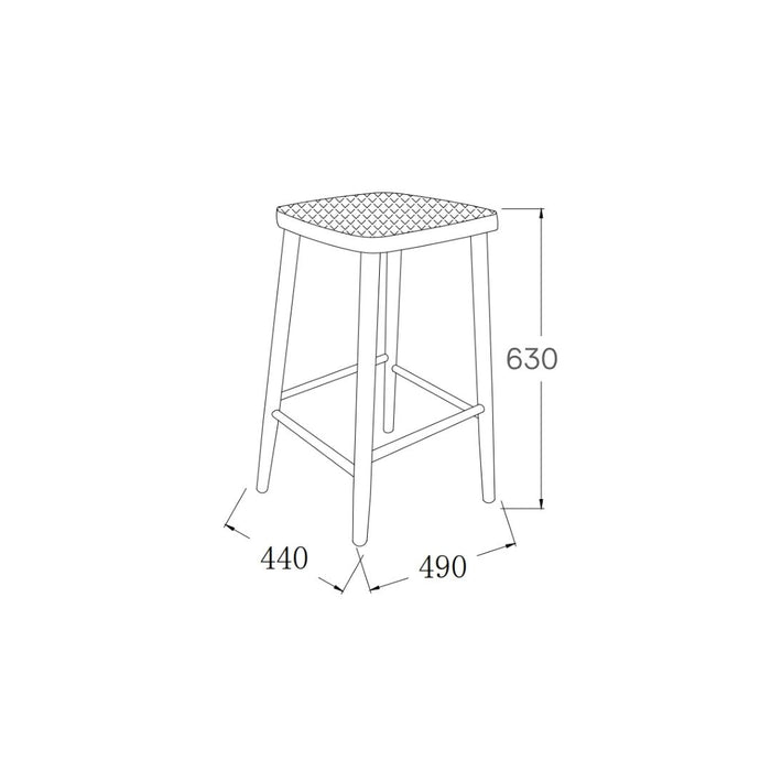 Barstoel Belli donkerwalnoot geweven 63 cm