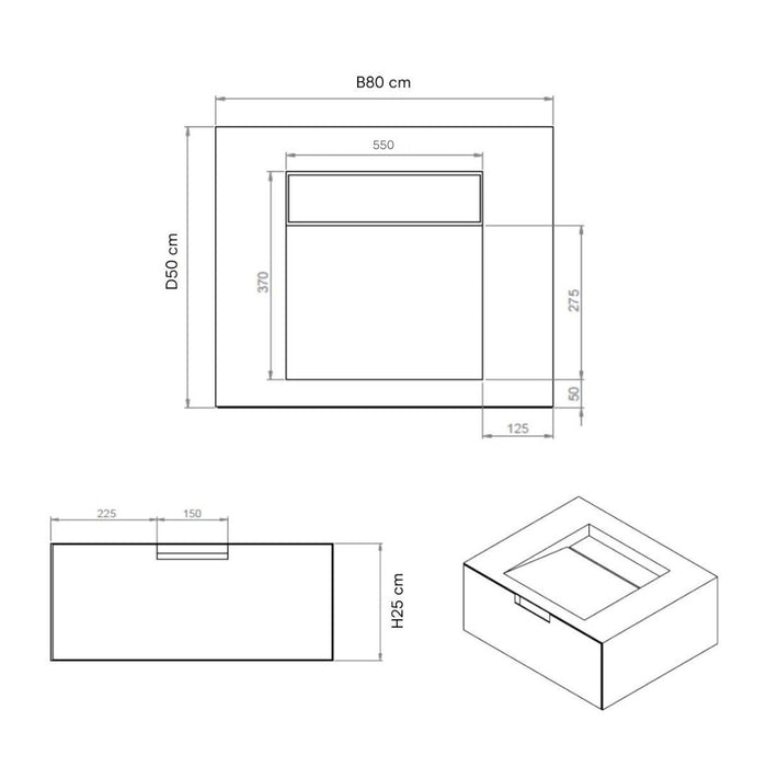 Meuble de salle de bain Loudun blanc en travertin 80 cm