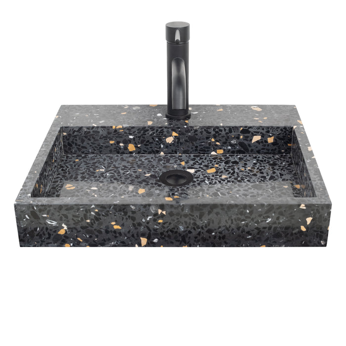 Lavabo in zwart terrazzo