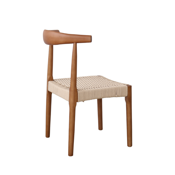 Chaise de salle à manger Gouzon en noyer avec assise en corde