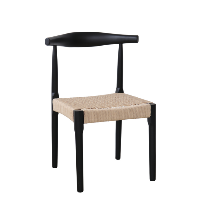 Gouzon dining chair, black oak, rope seat