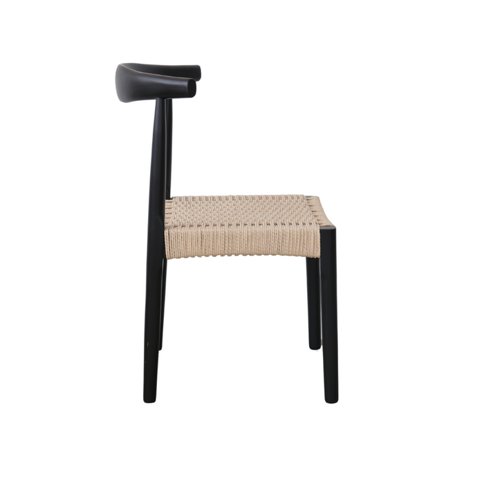 Gouzon dining chair, black oak, rope seat