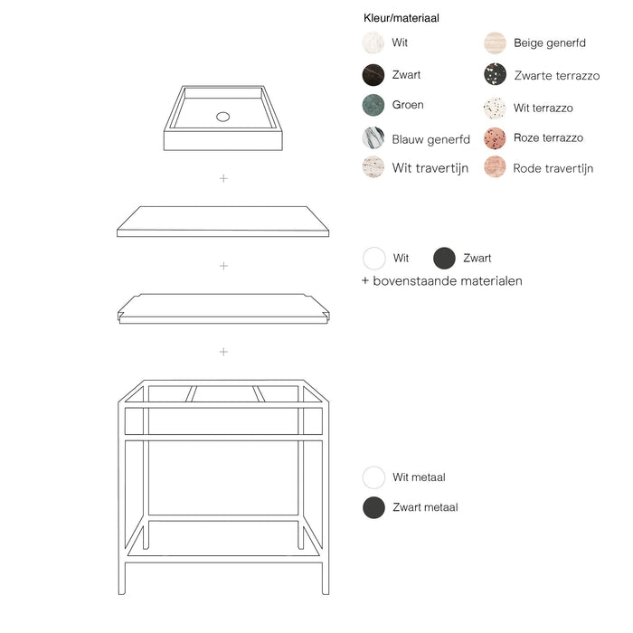 Industrieller Waschtischunterschrank Jules in Weiß mit Terrazzo-Waschbecken George I 80 cm