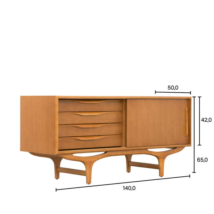 Retro-Sideboard Josephine im Stil der 60er-Jahre aus Teak 140 cm
