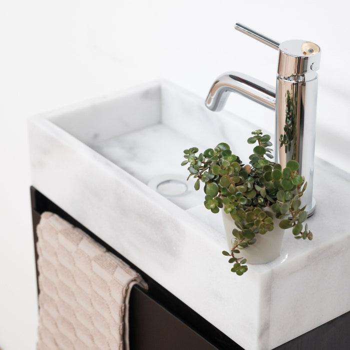 Krabi Handwasser Zwart Eik in Wit Marmer