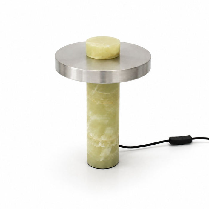Lámpara de mesa Arles – Ónix verde - Acero inoxidable – Ø22 x H30 cm