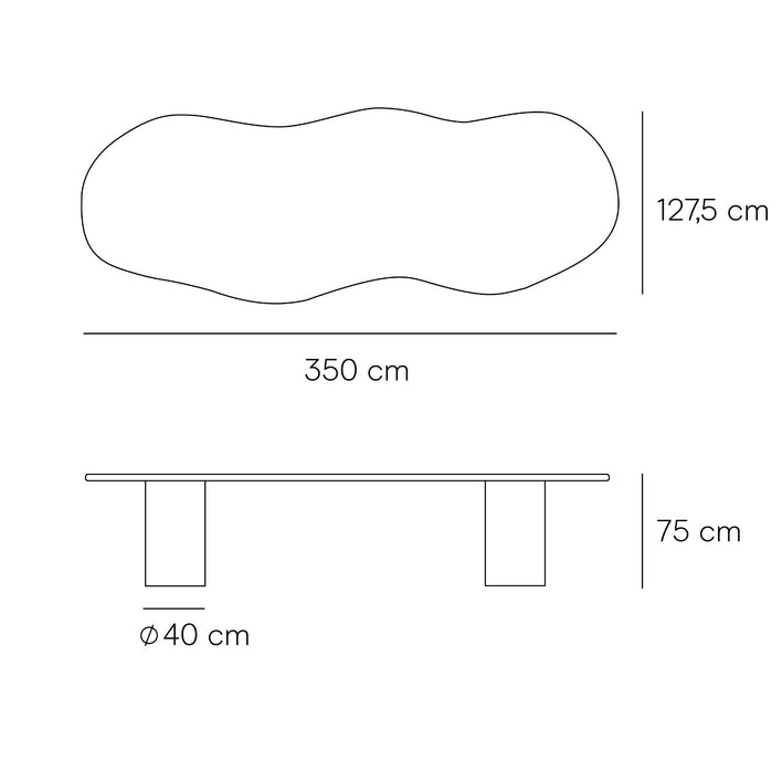 Organische eettafel Limoges MicroSkin 350 cm