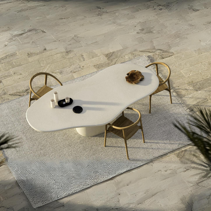 Table de jardin organique Limoges latte nuageux 260 cm