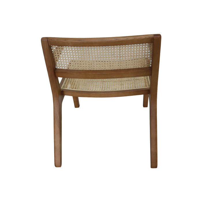 Chaise de repas basse Challans en noyer et rotin