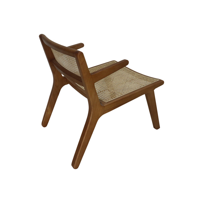 Chaise de repas basse Challans en noyer et rotin
