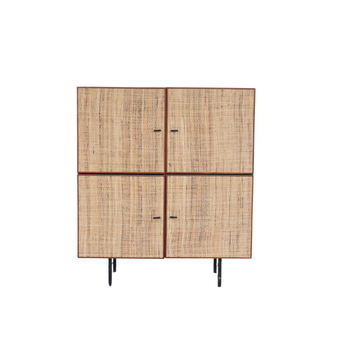 Hoog dressoir Mark walnoot raffia deuren