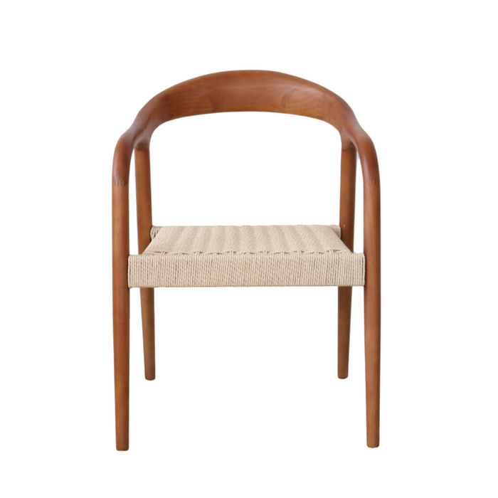 Silla de comedor Muret de nogal claro con cuerda trenzada