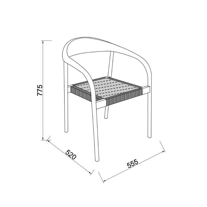 Teak-Gartenstuhl Muret mit Seilsitz