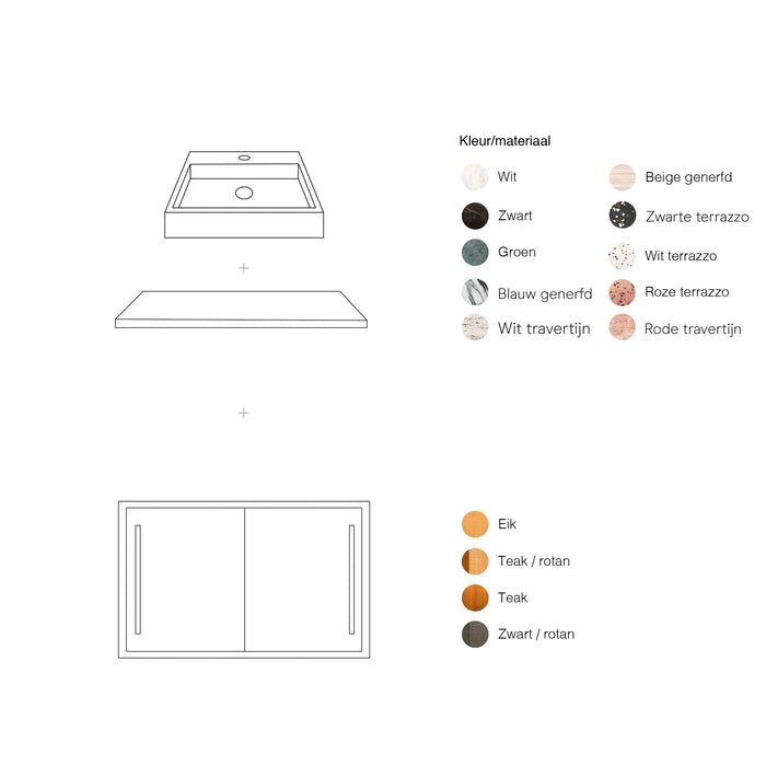 Nestor oak bathroom vanity with white marble George 80 cm sink