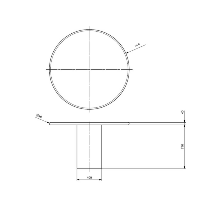 Mesa de comedor redonda Obi con efecto hormigón Ø120 cm