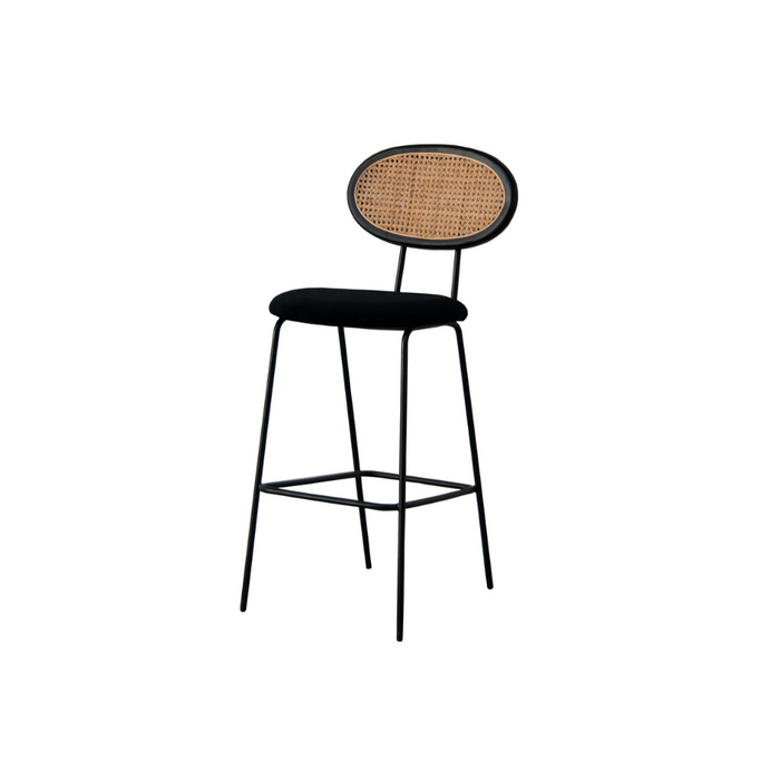 Tabouret de bar rétro Dublin en rotin noir/naturel