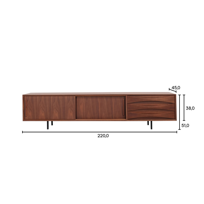 Tv-kast Oskar met lades walnoot 220 cm