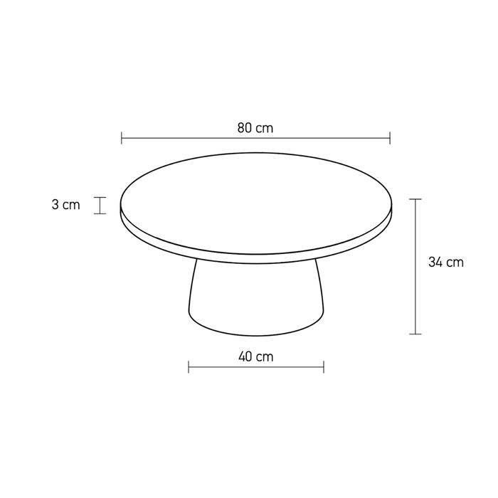 Buiten salontafel Gordes latte 80 cm
