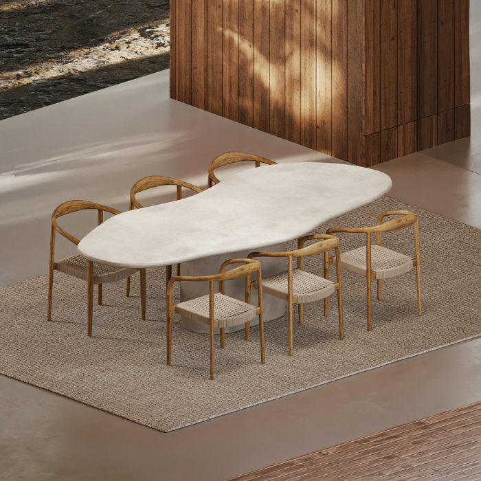 Table de jardin organique Limoges latte nuageux 260 cm
