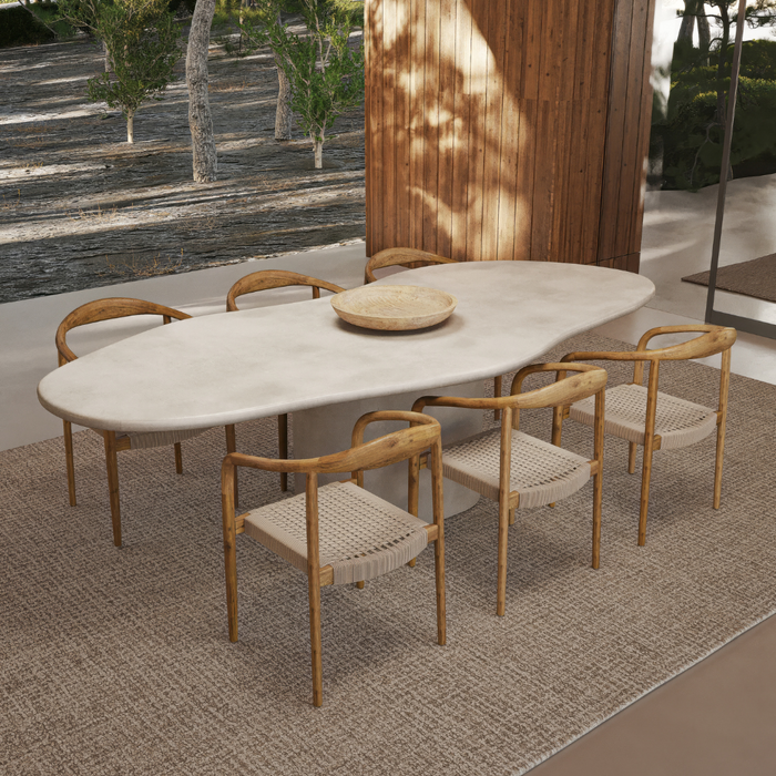 Table de jardin organique Limoges latte nuageux 260 cm