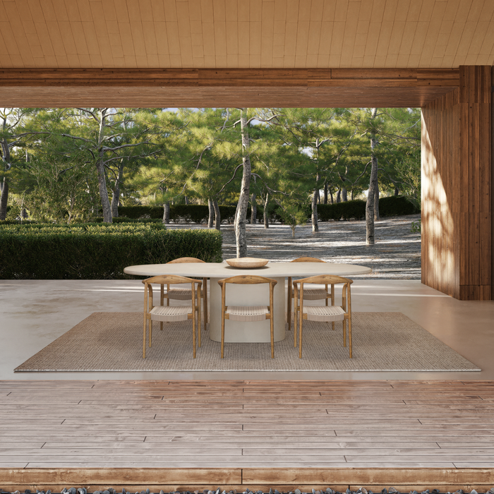 Table de jardin organique Limoges latte nuageux 260 cm