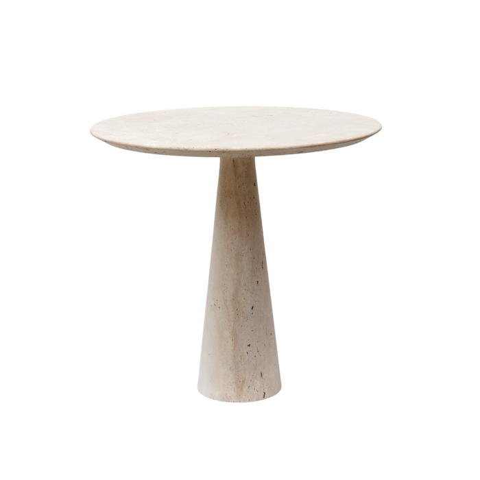 Table bistrot Lormes Tulip en travertin blanc