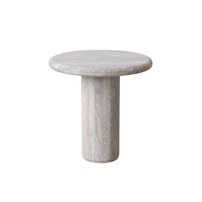 Loches gray travertine side table Ø40 cm