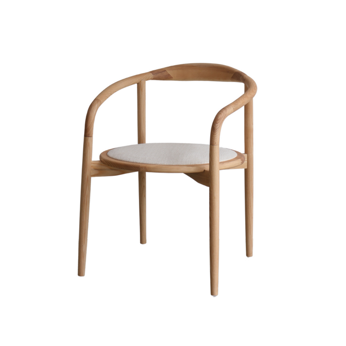 Chaise de salle à manger Ely en chêne avec assise ronde en tissu VDF115