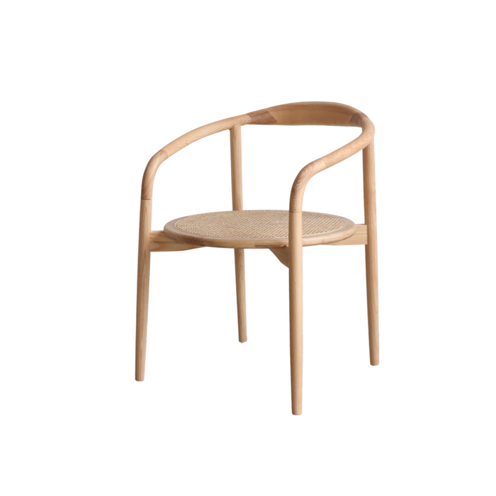 Ely oak dining chair with round rattan seat