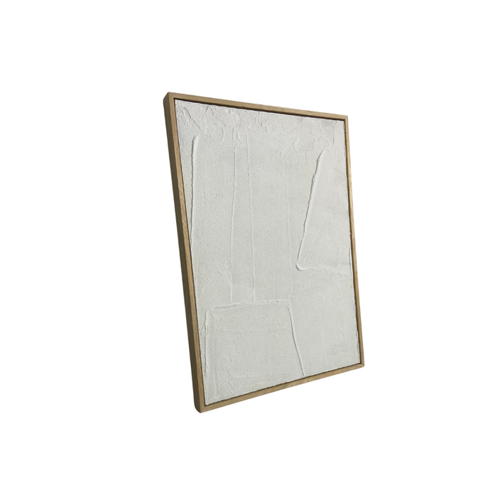 Œuvre d'art Nevers blanc avec cadre en chêne 90x120 cm