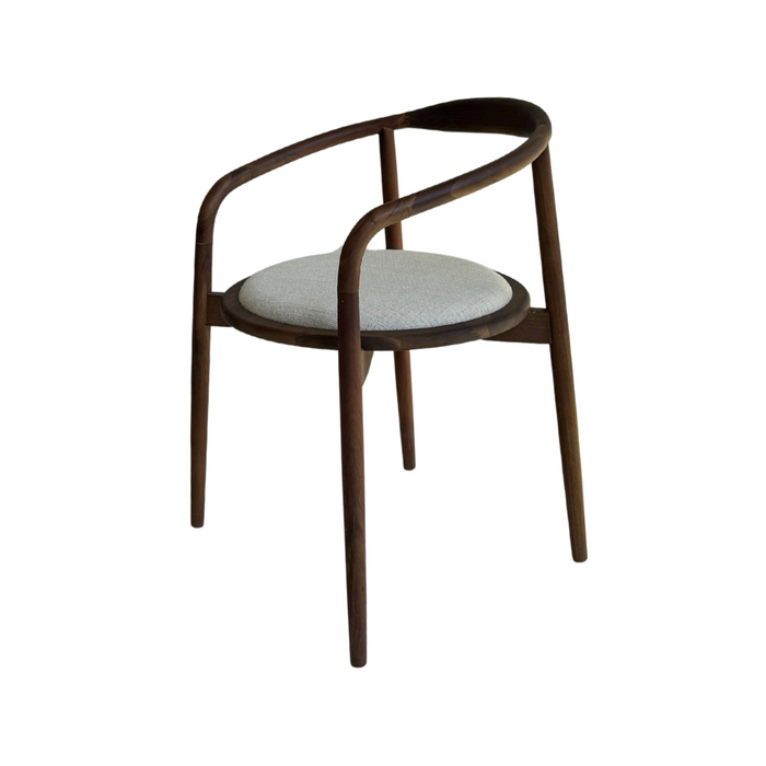 Dining chair Ely dark walnut acacia wood with round fabric seat VDF115
