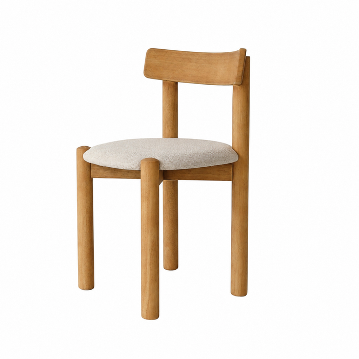Chaise de salle à manger Arlo - Chêne foncé - Assise en tissu : bouclé ivoire