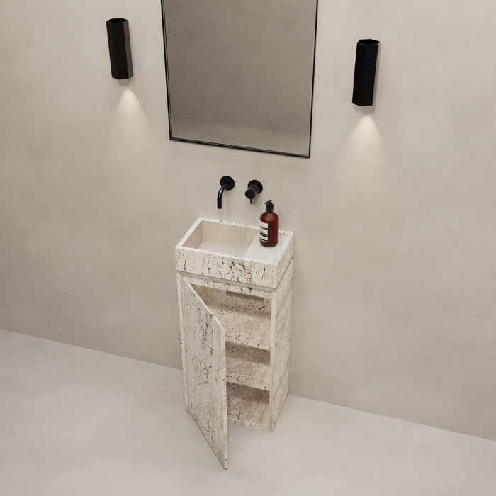 Quimper white travertine hand basin 40x25 cm