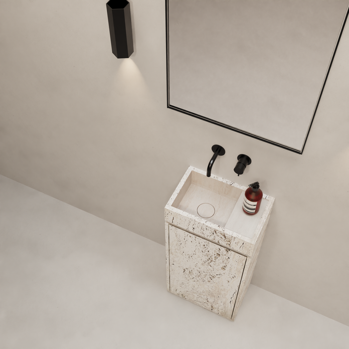 Quimper white travertine hand basin 40x25 cm
