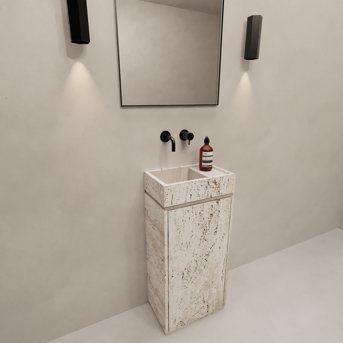 Quimper white travertine hand basin 40x25 cm