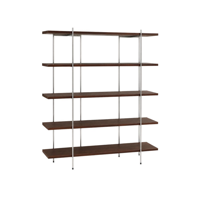 Estantería abierta Paris A150 P33 H180 - Estructura cromada - Baldas de madera en nogal ahumado