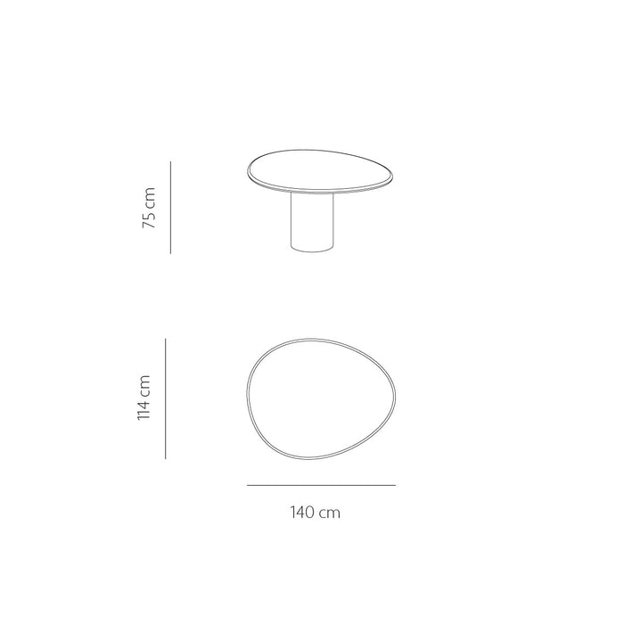 Outdoor-Esstisch Reef aus Beton-Zement in Latte, 140 cm