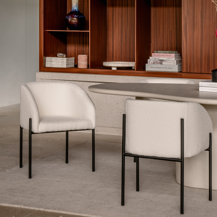 Dining chair Royan ivory bouclé