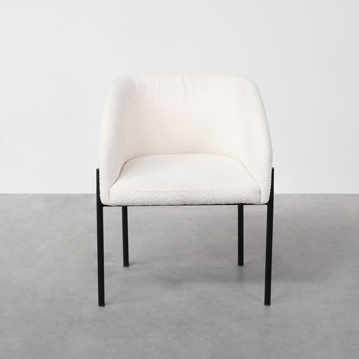 Silla de comedor Royan blanca de bouclé