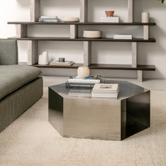 Table basse Benno en acier brossé 100 cm
