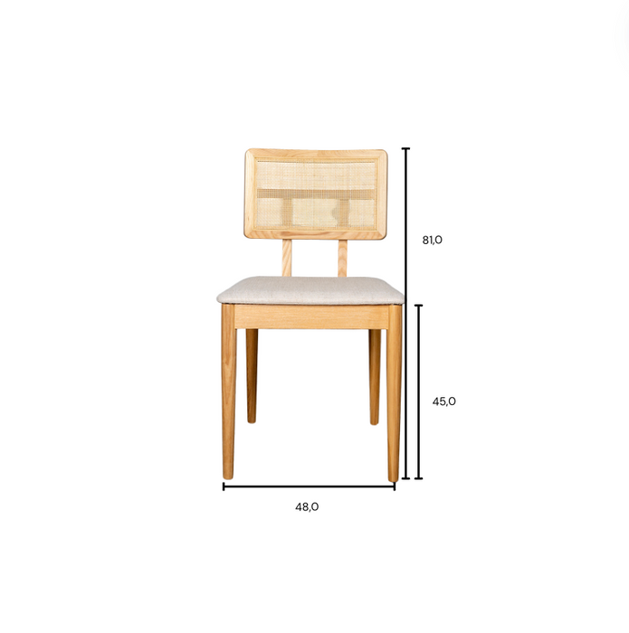 Oak dining chair Charles with rattan back