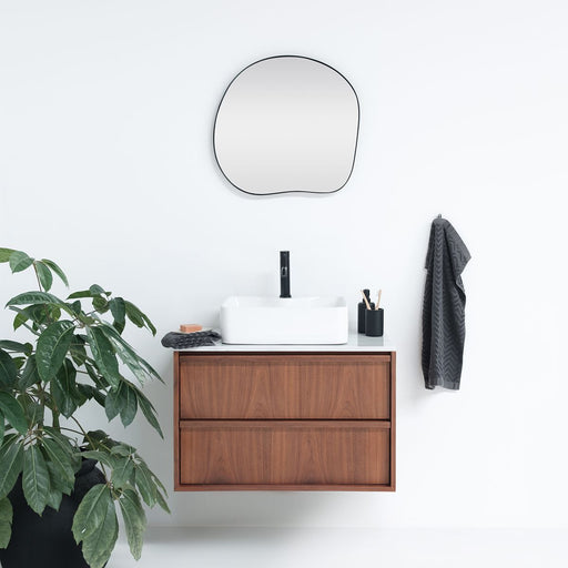 Fien badkamerkast in walnoot - Alexis wastafel - Marmeren plaat - 80 cm