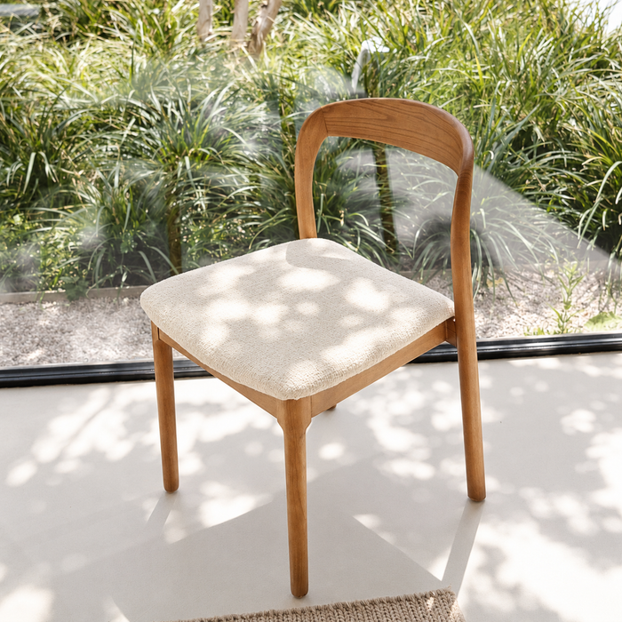 Chaise de salle à manger Chale noyer clair bouclé ivoire