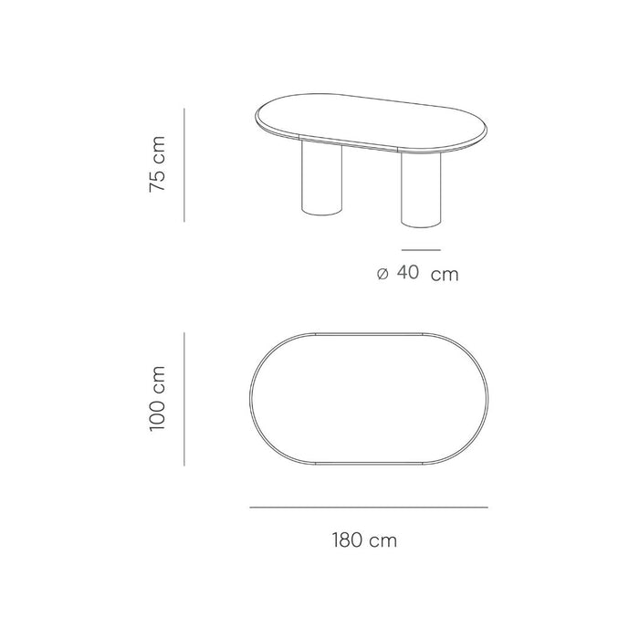 Ovale eettafel Kimberly MicroSkin ronde poten