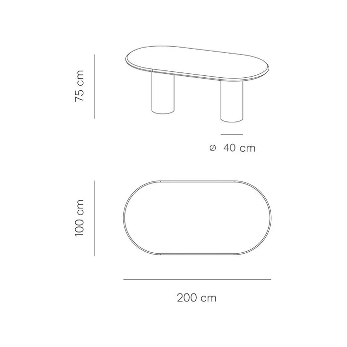 Ovale eettafel Kimberly MicroSkin ronde poten
