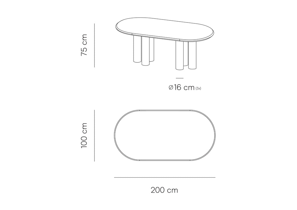 Ovale eettafel Kimberly MicroSkin ronde poten