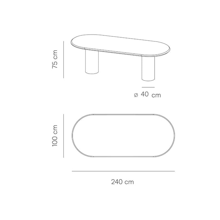 Ovale eettafel Kimberly MicroSkin ronde poten