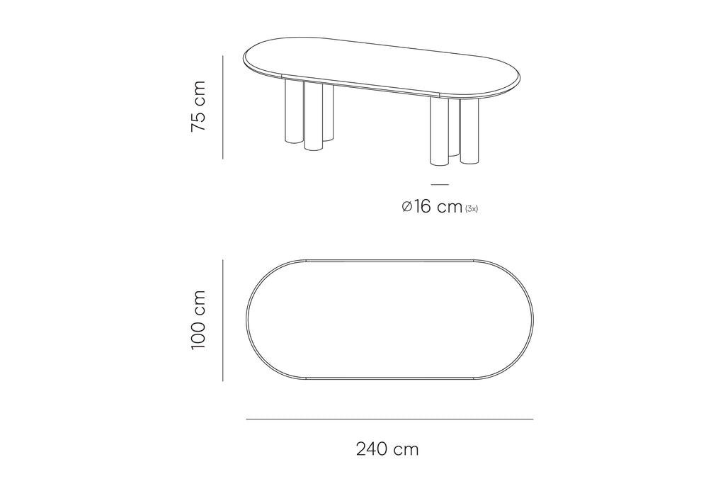 Ovale eettafel Kimberly MicroSkin ronde poten