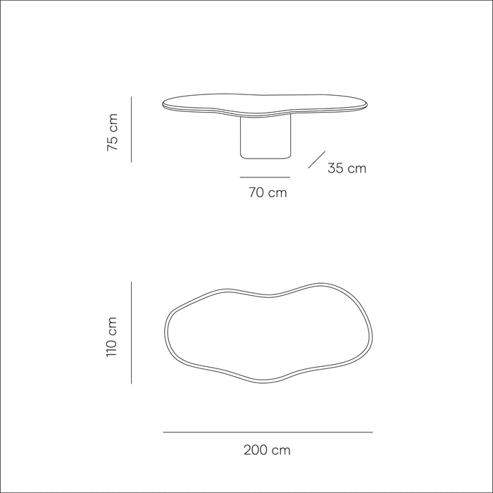 Technische tekening eettafel limoges in 200cm