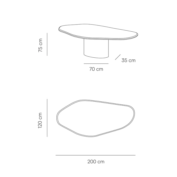 Mesa de comedor orgánica Strasbourg con aspecto de Mortex